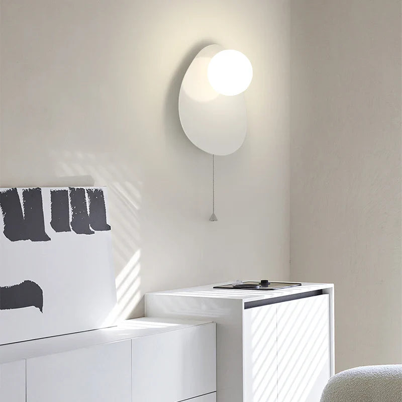 Afralia™ Modern Minimalist Cream Wind U-shaped Bedside Wall Lamp