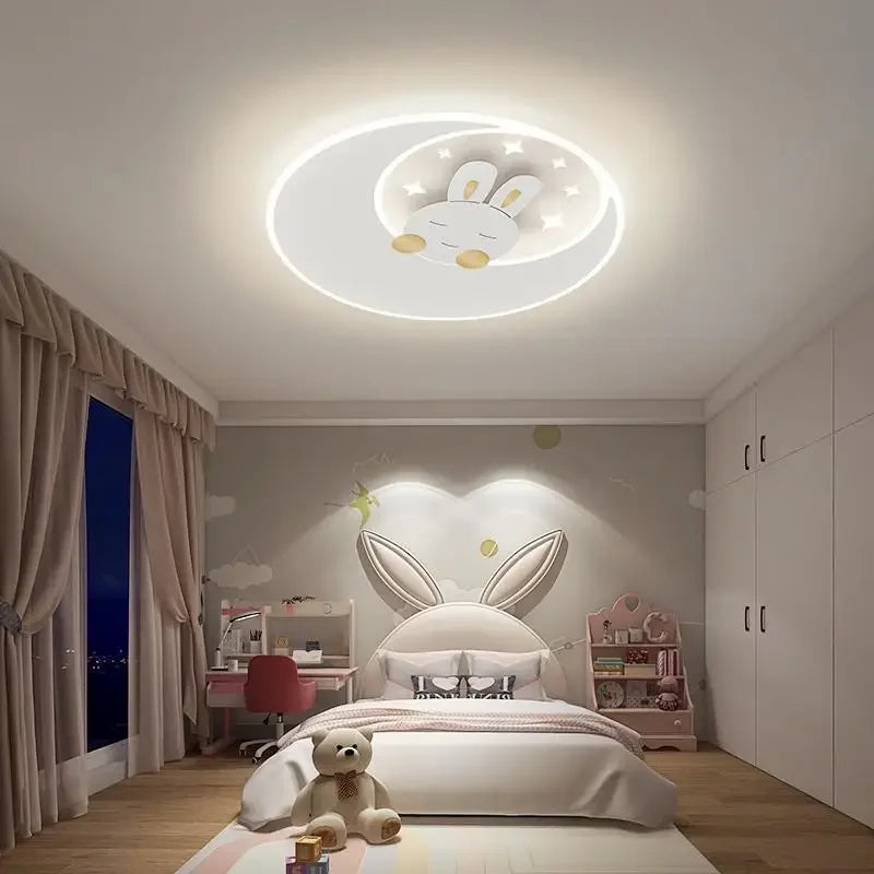 Afralia™ Cartoon Elephant Rabbit Ceiling Light for Kid's Room