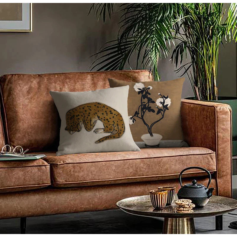 Afralia™ Sanyu Collection Retro Chinese French Decorative Pillow Cover for Living Room