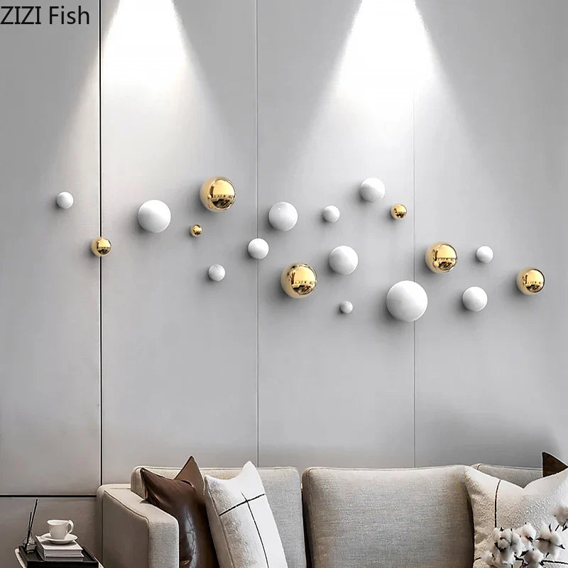 Afralia™ Gold Ball Wall Hanging Ornaments Spherical Crafts Room Decor Display Pendants