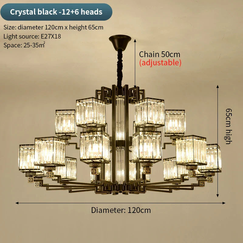 Afralia™ Zen Crystal Chandelier - Luxury Jade Living Room Dining Room Lamp