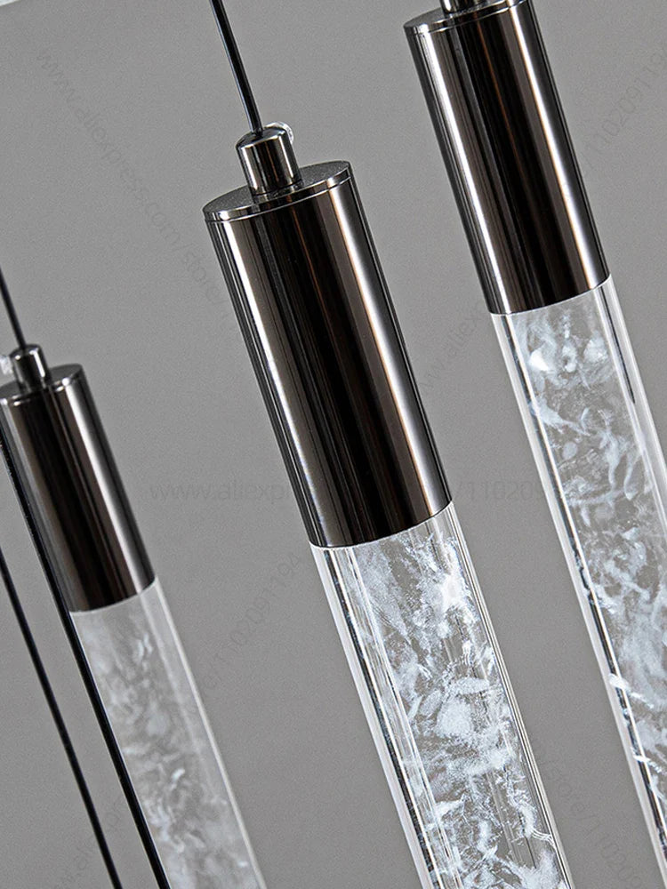 Afralia™ Crystal Luxury Pendant Chandelier for Living Room, Kitchen, Hotel - Cylindrical Staircase Lighting