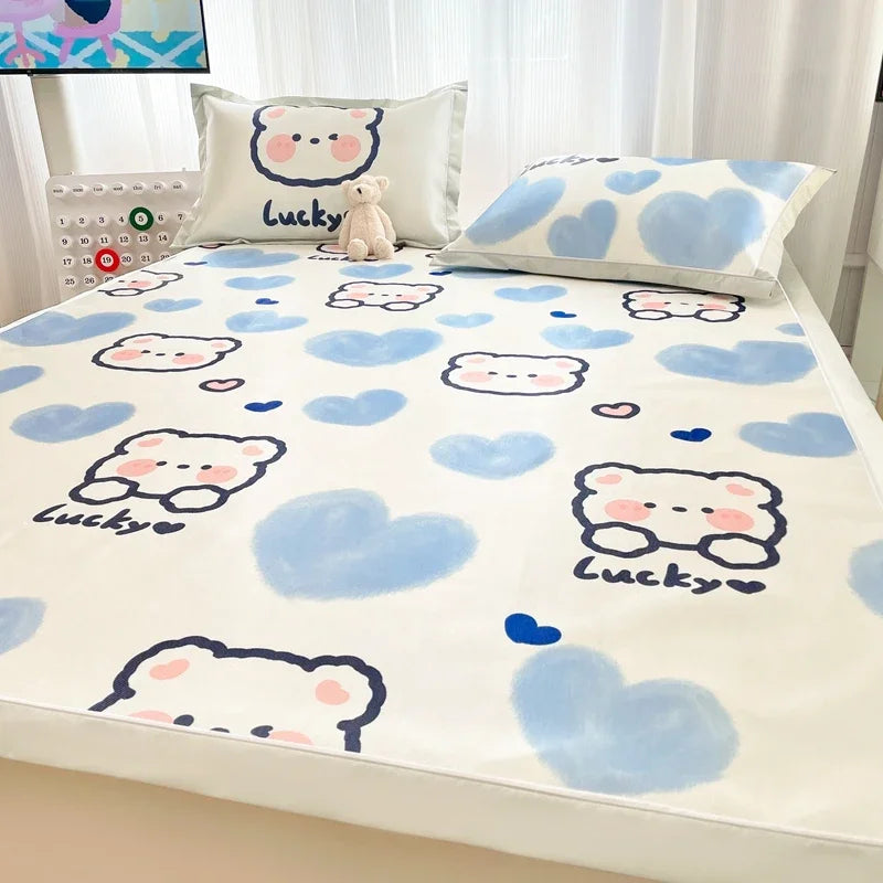 Afralia™ Luxury Ice Silk Cooling Mat & Pillowcase Set for Queen Bed