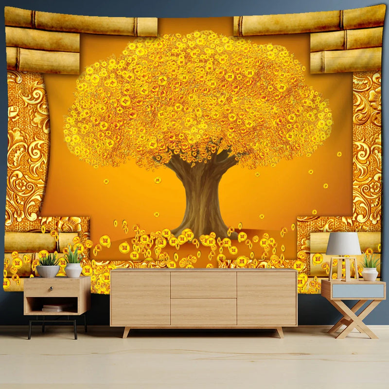 Afralia™ Money Tree Tapestry Wall Hanging for Boho Nature Plant Vibes