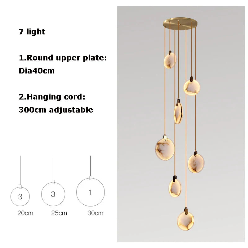 Afralia™ 2025 Art Deco Marble Golden Lustre LED Chandelier Lighting
