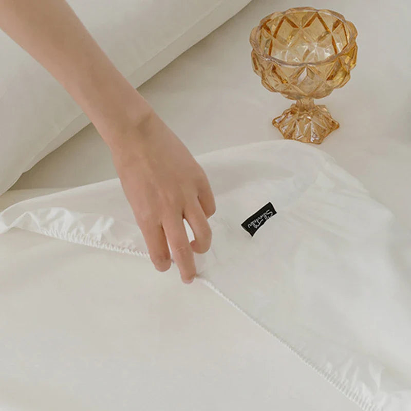 Afralia™ Luxury Satin Finish Cotton Fitted Sheet: High Quality, Skin-friendly and Breathable Bed Cover.