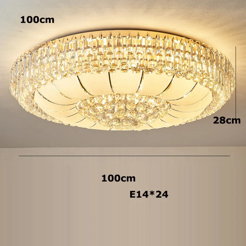 Afralia™ Gold Chrome Crystal LED Ceiling Chandelier for Living Room