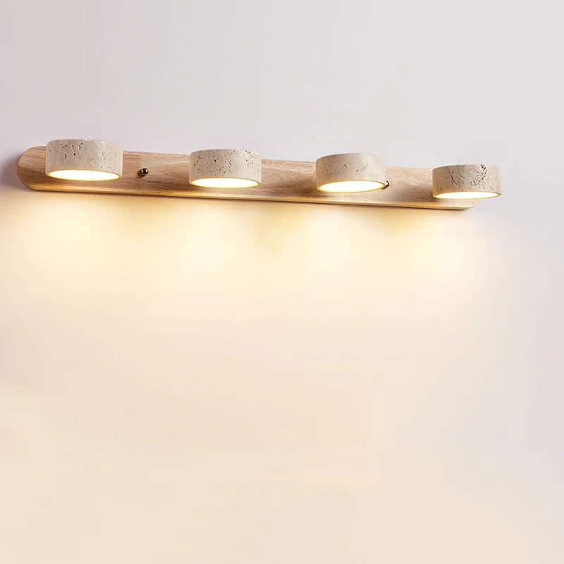Afralia™ Travertine Wall Sconce Light Wood Rotatable for Bedroom Bedside