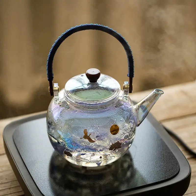 Afralia™ Colorful Enamel Glass Boiling Teapot - High Temp Resistant & Huan Colorful