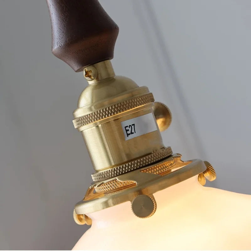Afralia™ LED Pendant Lamp with Adjustable Brass Knob Switch & White Glass