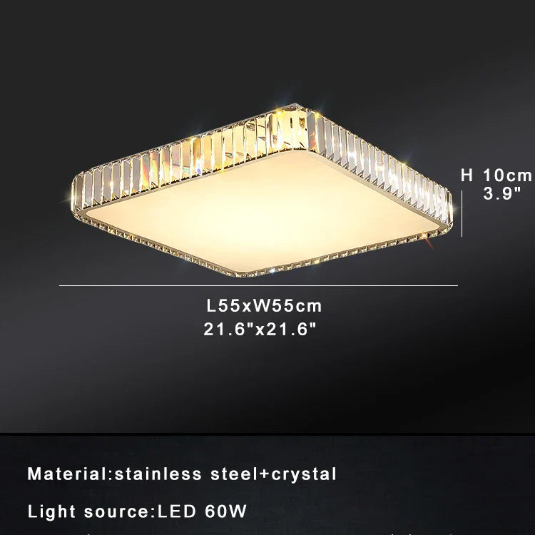 Afralia™ Luxury Crystal Ceiling Light, Modern LED Gold/Silver, Dimmable, Round/Square Design