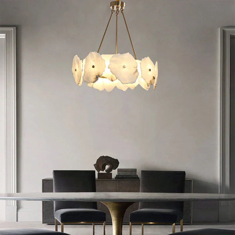 Afralia™ Brass Marble Ceiling Chandelier: Modern Living Room Dining Table Hanging Lamp