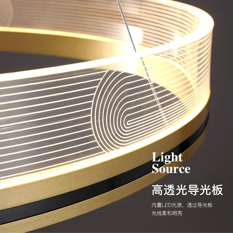 Afralia™ Round LED Light Luxury Chandelier for Living Room & Dining Room