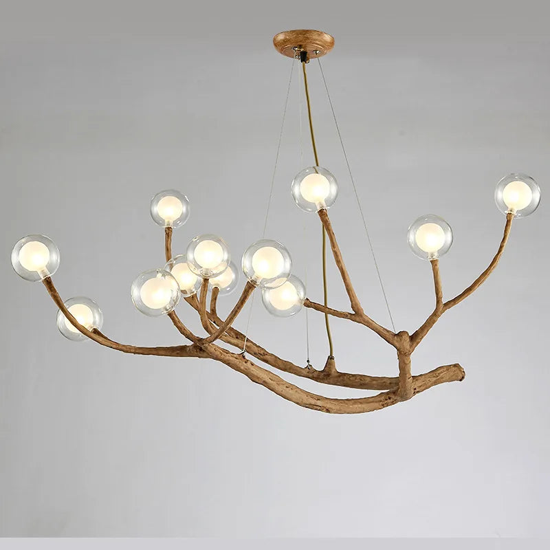 Afralia™ Retro LED Chandelier Living Room Study Bedroom Art Brown Pendant Light