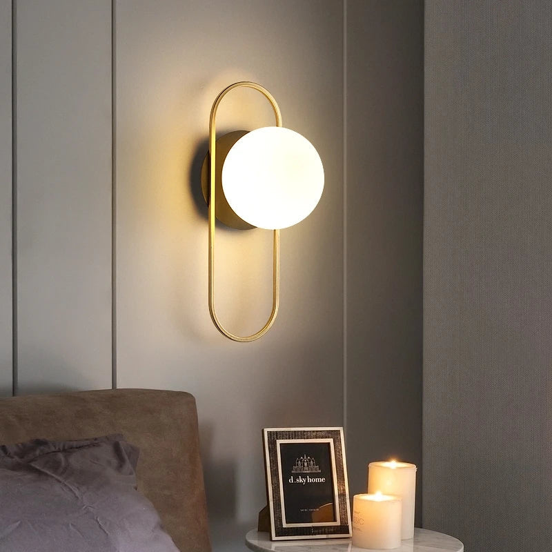 Afralia™ Modern Glass LED Wall Light Brass Sconces for Living Bedroom Bathroom Dining