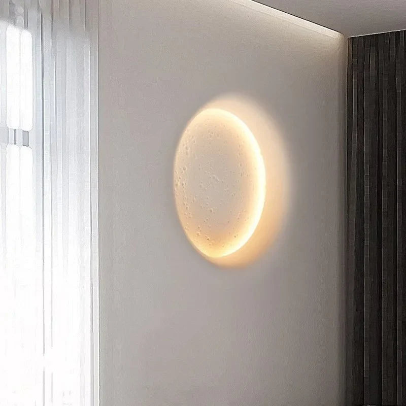 Afralia™ Moon Gypsum Wall Lamp: Creative Bedroom & Living Room Decor_LED Art Painting