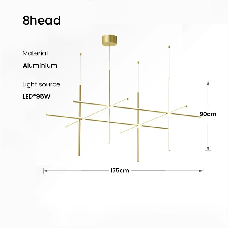 Afralia™ LED Linear Ceiling Chandelier Italian Designer Luxury Dining Room Chandelier