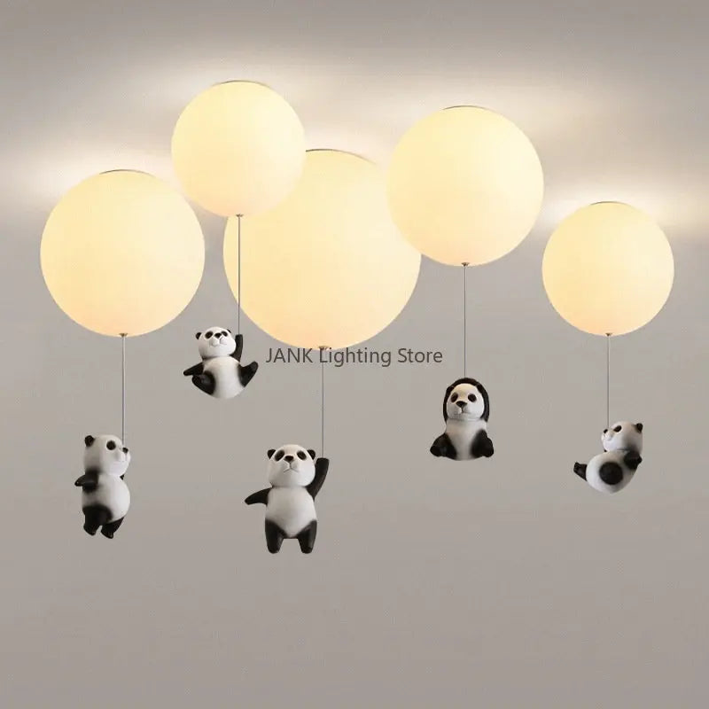 Afralia™ Kids Cartoon Panda Polar Bear Ceiling Light Chandelier for Boys and Girls' Bedroom