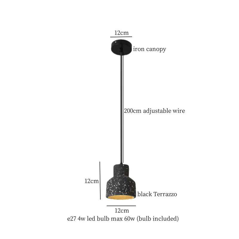 Afralia™ Wabi Sabi LED Pendant Lights Fixture Terrazzo Hanging Lamp Lighting