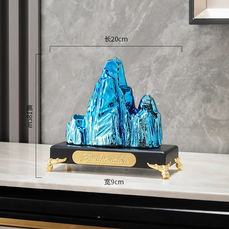 Afralia™ Ceramic Mountain Sculpture Decor - Golden/Silver Landscape Ornament