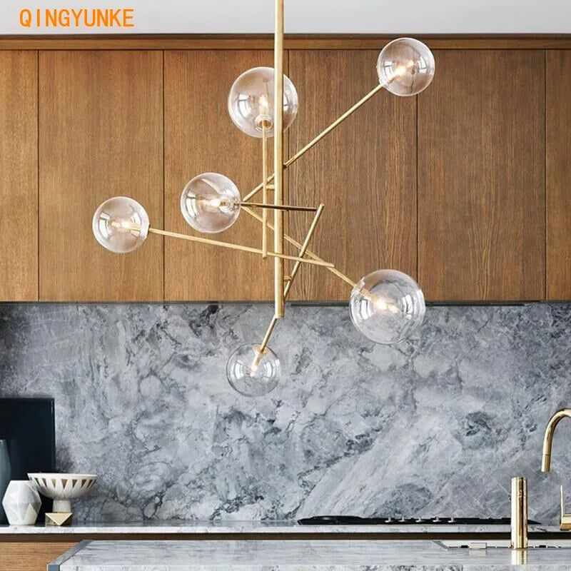 Afralia™ Modern Glass Pendant Light for Study Livingroom Restaurant Kitchen Decoration