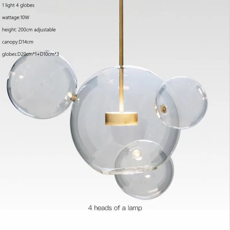 Afralia™ Glass Bubble Ball LED Chandelier Mickey Light for Modern Indoor Spaces