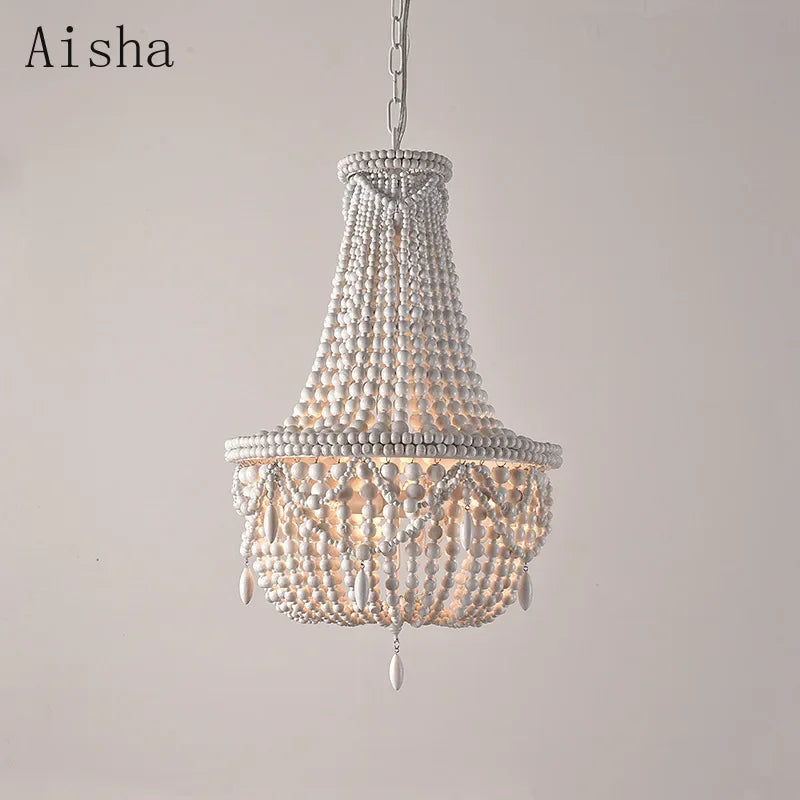 Afralia™ Wooden Bead Pendant Light for Rustic Living Room Decor