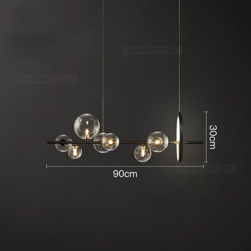 Afralia™ Glass Ball LED Chandelier: Modern Long Pendant Lighting for Living Room and Shop