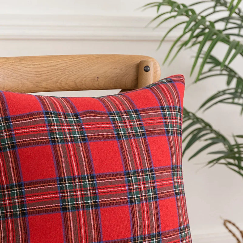 Afralia™ Red Black Plaid Pillow Cover 50x50cm Simple Geometric Print Sofa Decor