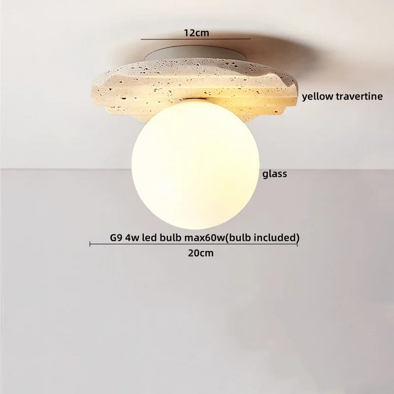 Afralia™ Nordic LED Ceiling Light Hotel Living Room Glass Ball Yellow Stone Lamp