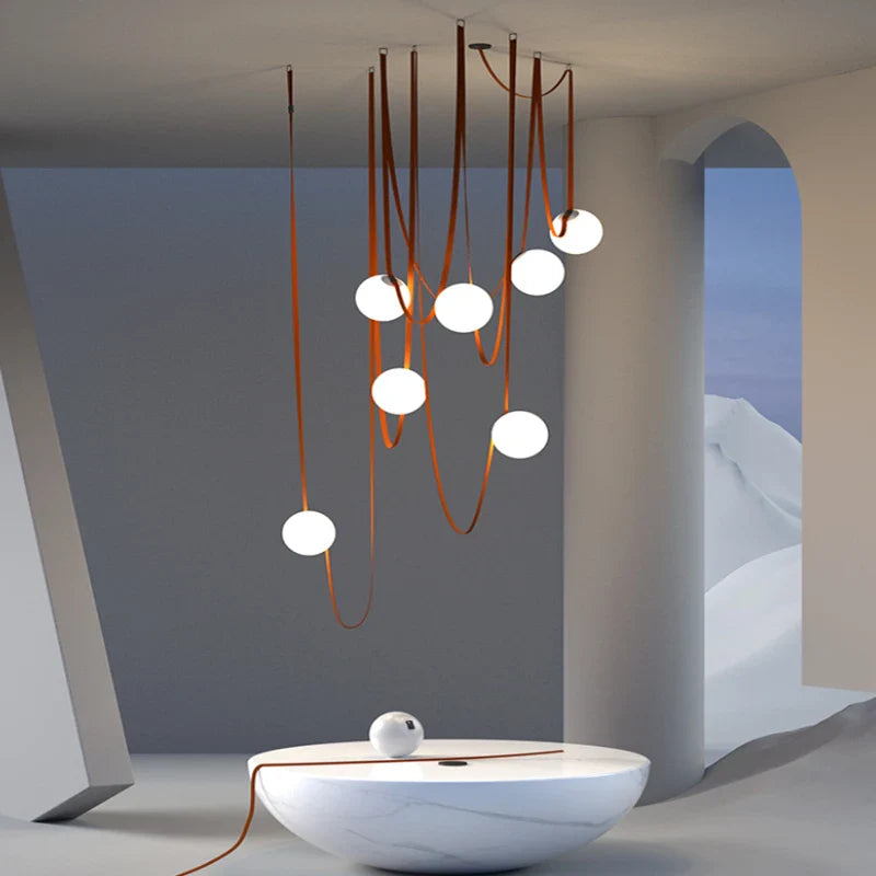 Afralia™ White Glass Chandelier for Modern Living and Dining Spaces