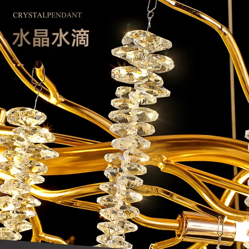 Afralia™ Tassel Crystal Chandelier: Luxury LED Ceiling Pendant for Living, Hotel Hall - Modern Elegance