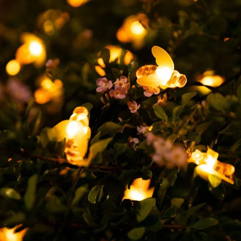 Afralia™ Solar Bee String Lights: Outdoor Fairy Light Garland 8 Modes Waterproof Garden Party Decor