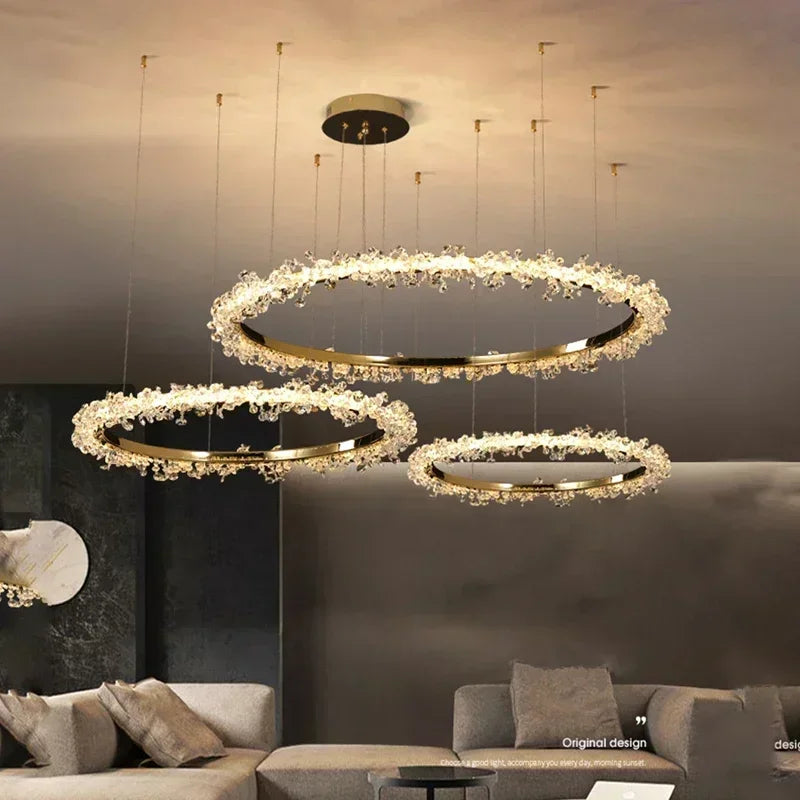 Afralia™ Crystal Pendant Chandelier Modern Luxury Interior Decoration Lighting