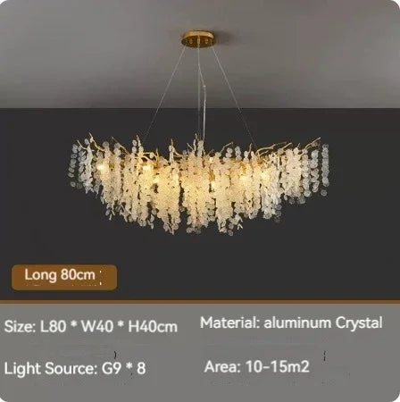 Afralia™ Modern Crystal Chandelier for Living Room Dining Bedroom - Long LED Pendant Light