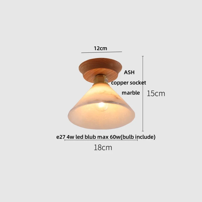 Afralia™ White Ceramic LED Ceiling Lamp Wood Ash Nordic Modern Copper Light