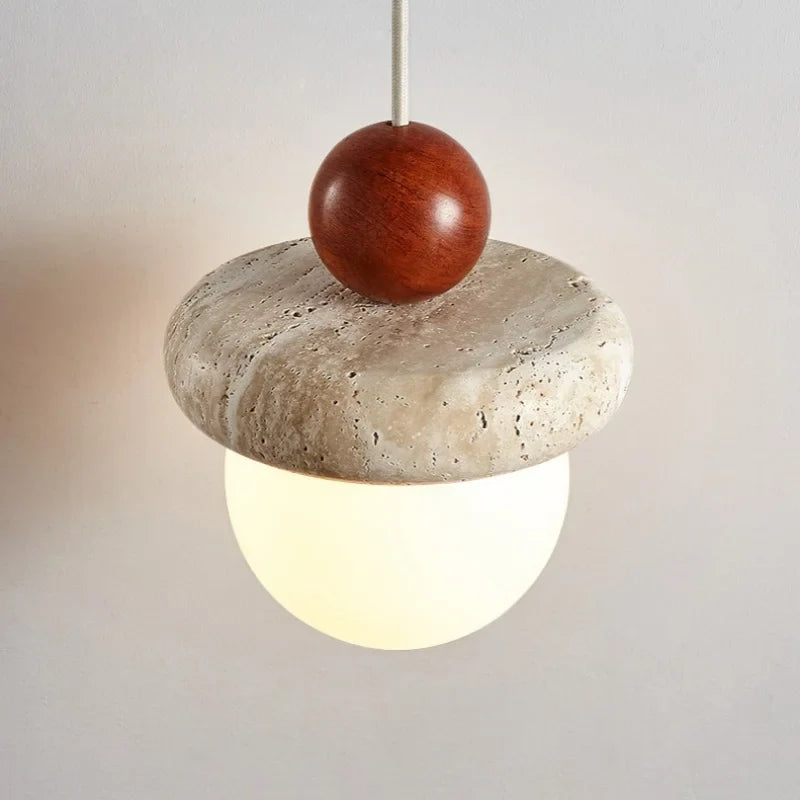 Afralia™ Nordic LED Wood Pendant Light Yellow Travertine Interior Lighting