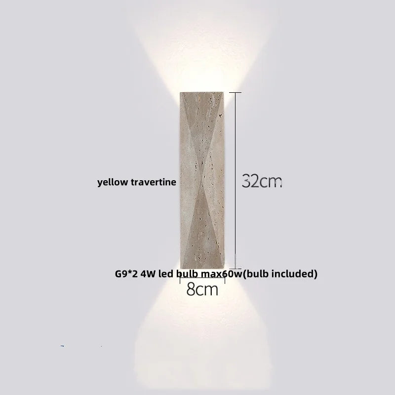Afralia™ LED Wall Light Fixtures Bedroom Modern Button Switch Yellow Travertine White Iron Bedside Lamp