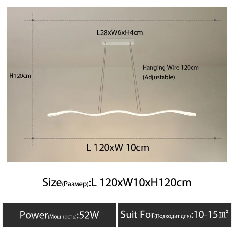 Afralia™ Wave Chandelier: Modern Nordic Design Pendant Light for Dining Table, Bar, or Office