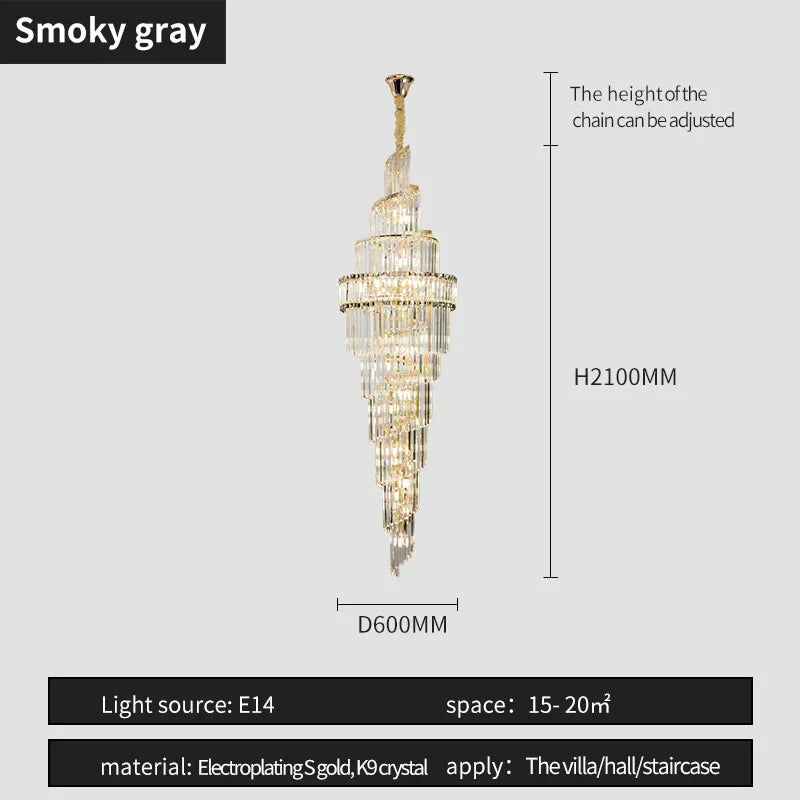 Afralia™ K9 Deluxe Crystal Pendant Chandelier: Dazzling LED Ceiling Light for Modern Elegance