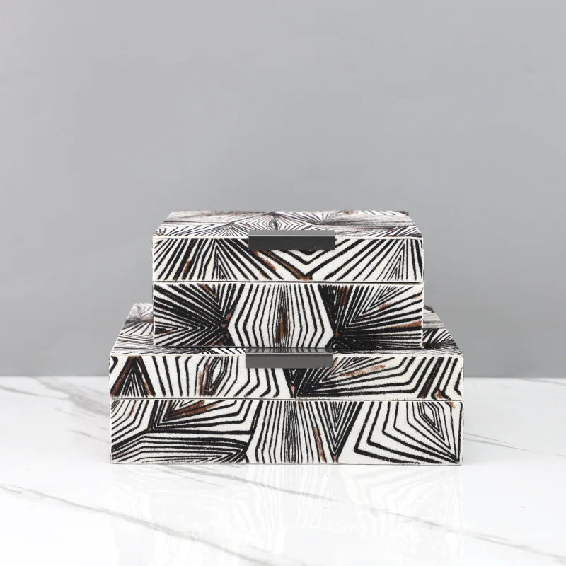 Afralia™ Black & White Zebra Pattern Jewelry Storage Box Desktop Organizer