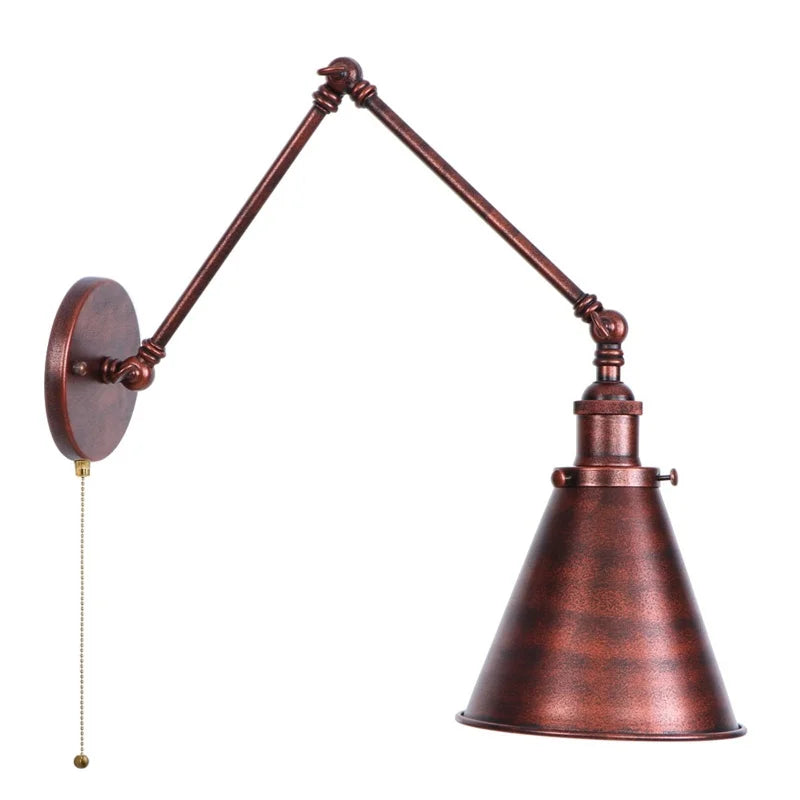 Afralia™ Rustic Loft Swing Arm Wall Lamp - Retro LED Reading Light