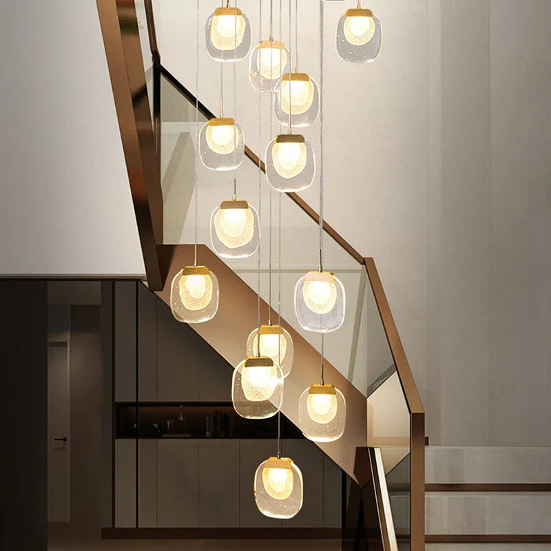 Afralia™ Luxury LED Crystal Chandelier for Staircase, Creative Living Room Lighting