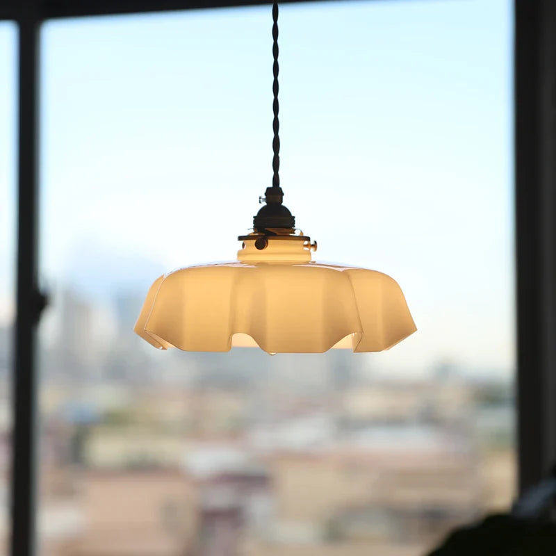 Afralia™ Yellow Glass LED Pendant Light: Modern Nordic Hanging Lamp for Dining Room & Kitchen