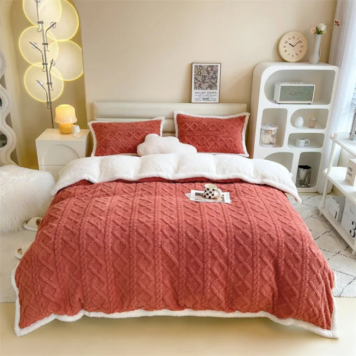 Afralia™ Velvet Fleece Geometric Blanket Cover | Double Sided Jacquard | All Season Blanket