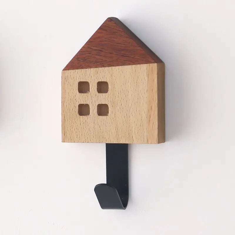 Afralia™ Nordic Wood Clothes Hook Wall Mounted Entryway Bedroom Decoration