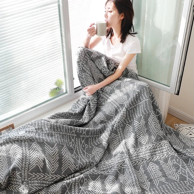 Afralia™ Cotton Gauze Throw Blanket - Soft and Cozy Bedspread for Summer - Ideal for Dorms, Sofas, and Couples