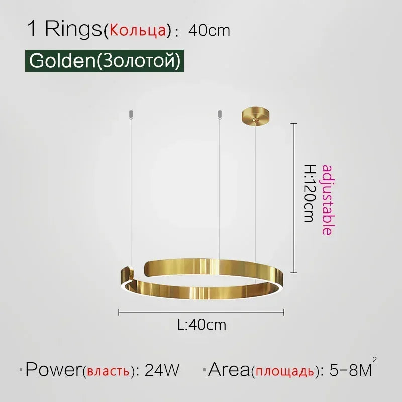 Afralia™ Minimalist Circle Rings Ceiling Chandelier Pendant Light for Home Decor