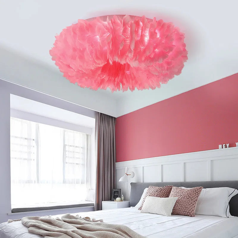 Afralia™ Feather Ceiling Lamp: Stylish Round DownLights with E27 Bulb for Home Decor