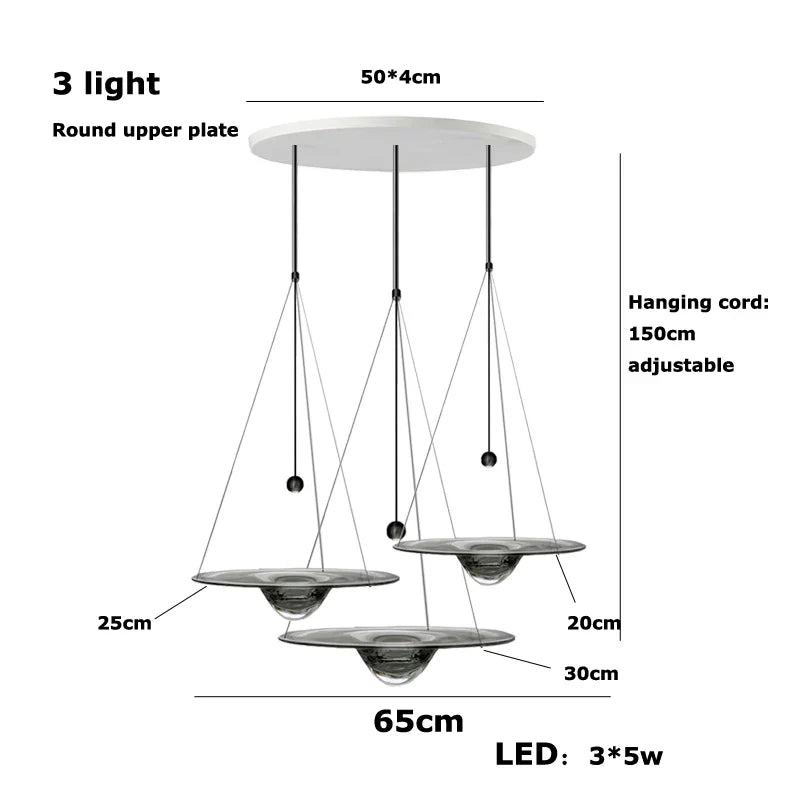 Afralia™ Clear Glass Disk LED Pendant Light - Modern Luxury Restaurant Ceiling Fixture